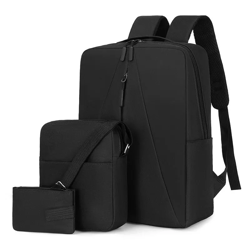 3-in-1 Laptop Backpack Anti-Theft Bag with USB Charging Port Women Men Travel Backpack with Crossbody And Coin Purse Durable College Bag Three Piece