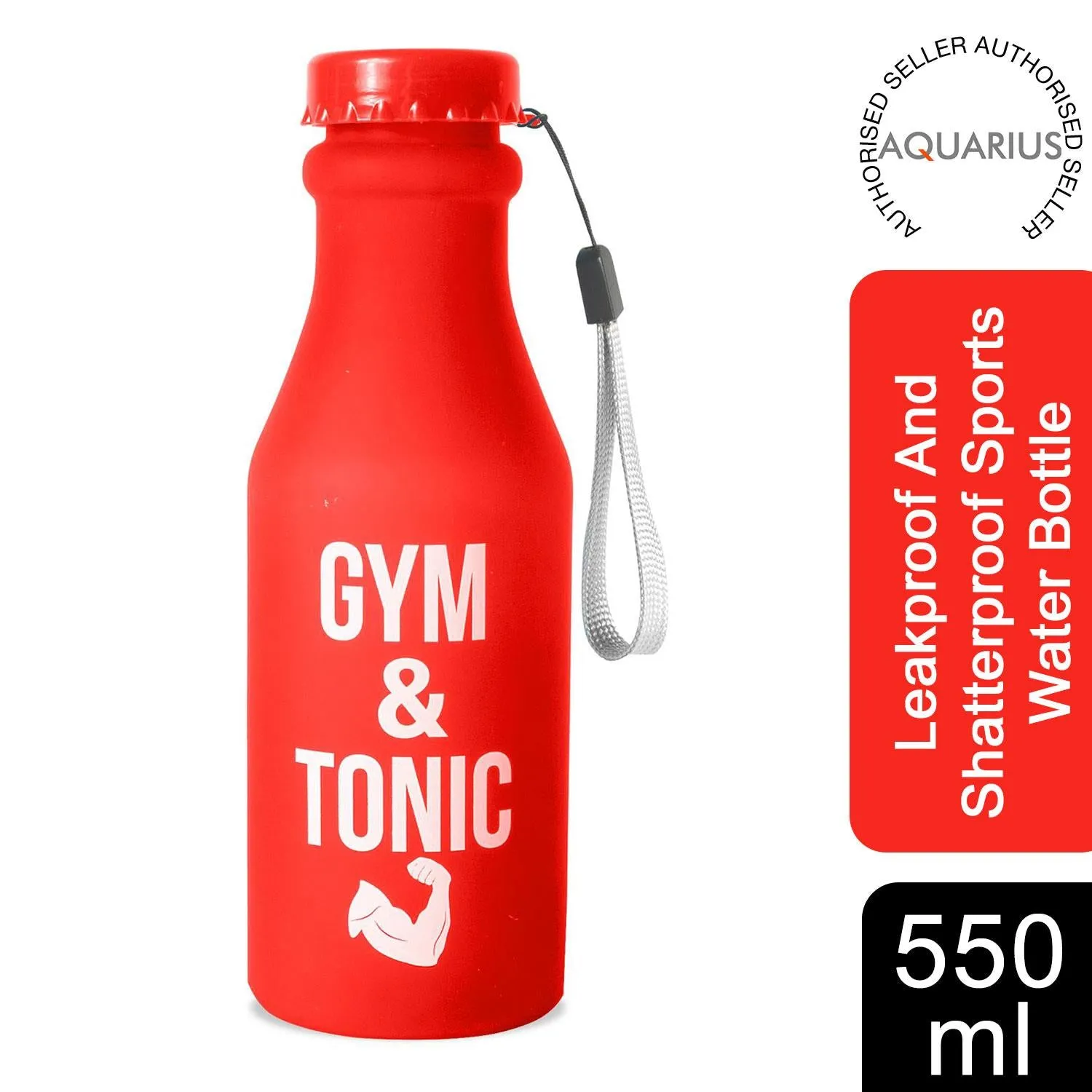 Aquarius Sports Unbreakable Outdoor Fill And Go Water Bottle - 550ml Red