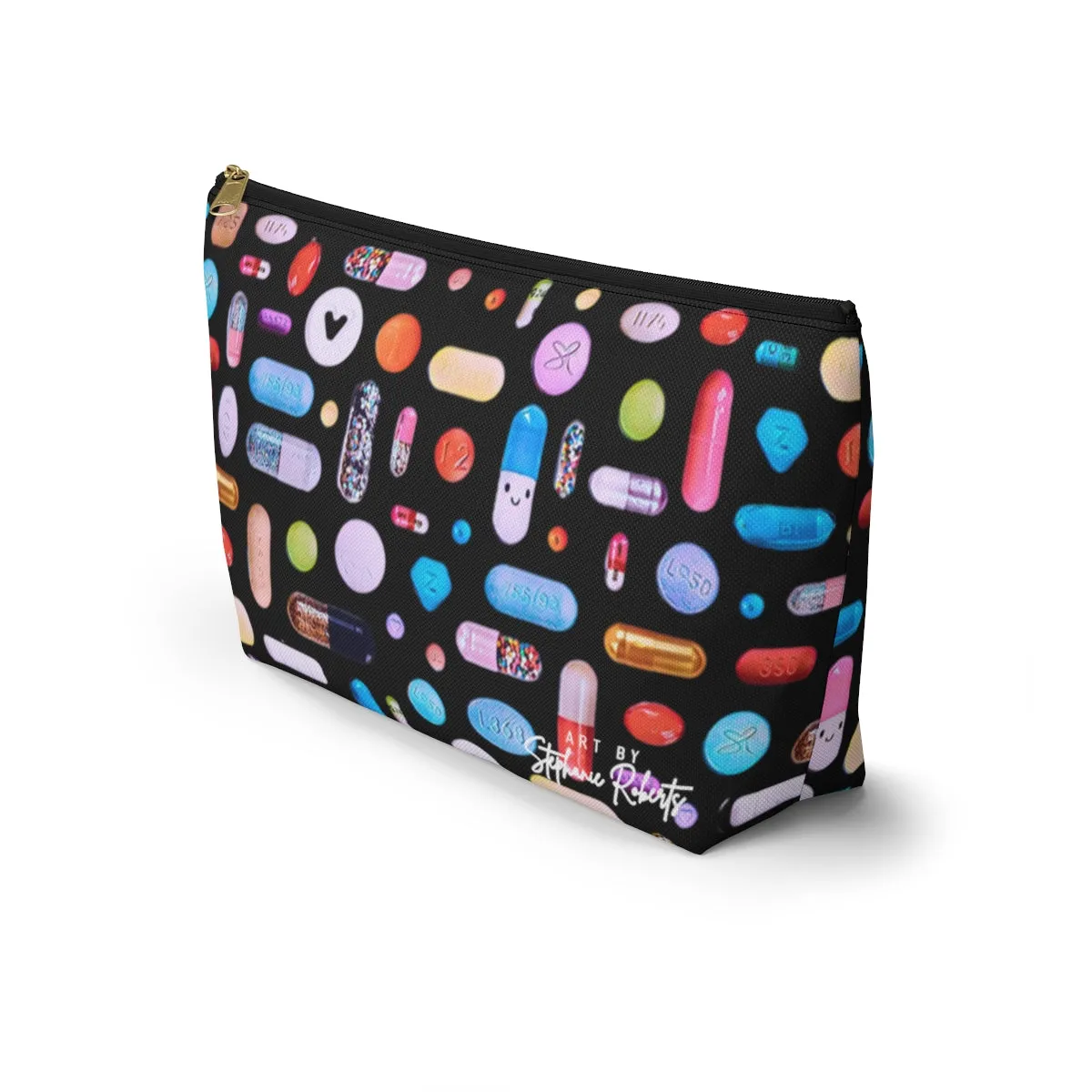 Black Pill Grid Accessory Pouch w T-bottom