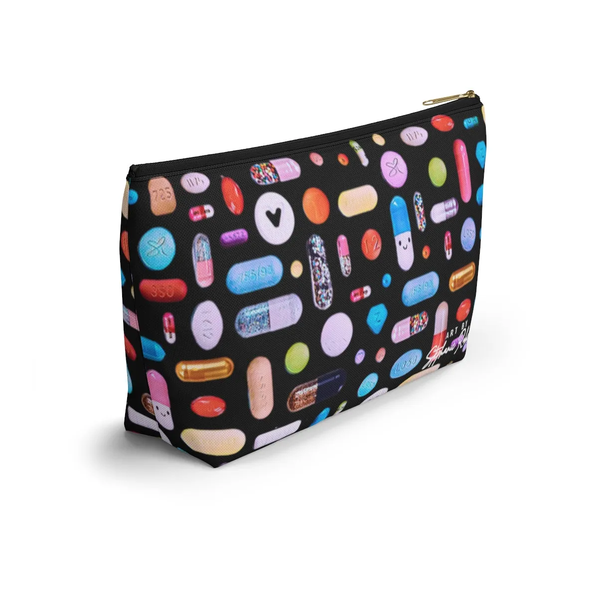 Black Pill Grid Accessory Pouch w T-bottom