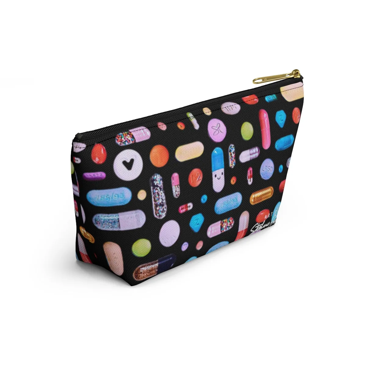 Black Pill Grid Accessory Pouch w T-bottom