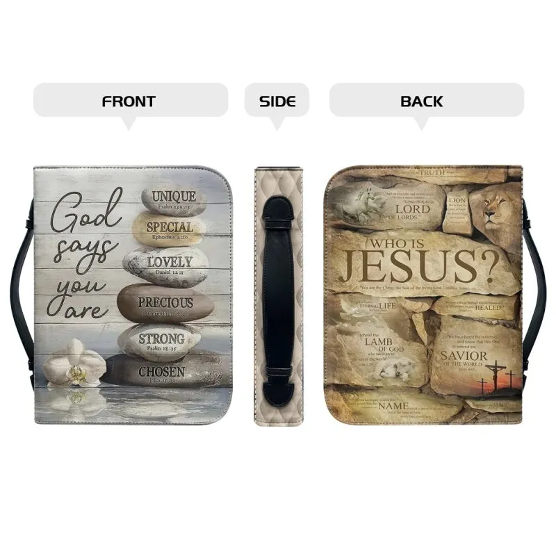 Christianartbag Bible Cover, GOD Says You Are Bible Cover, Personalized Bible Cover, Lion Cross Christ Bible Cover, Christian Gifts, CAB02101123.