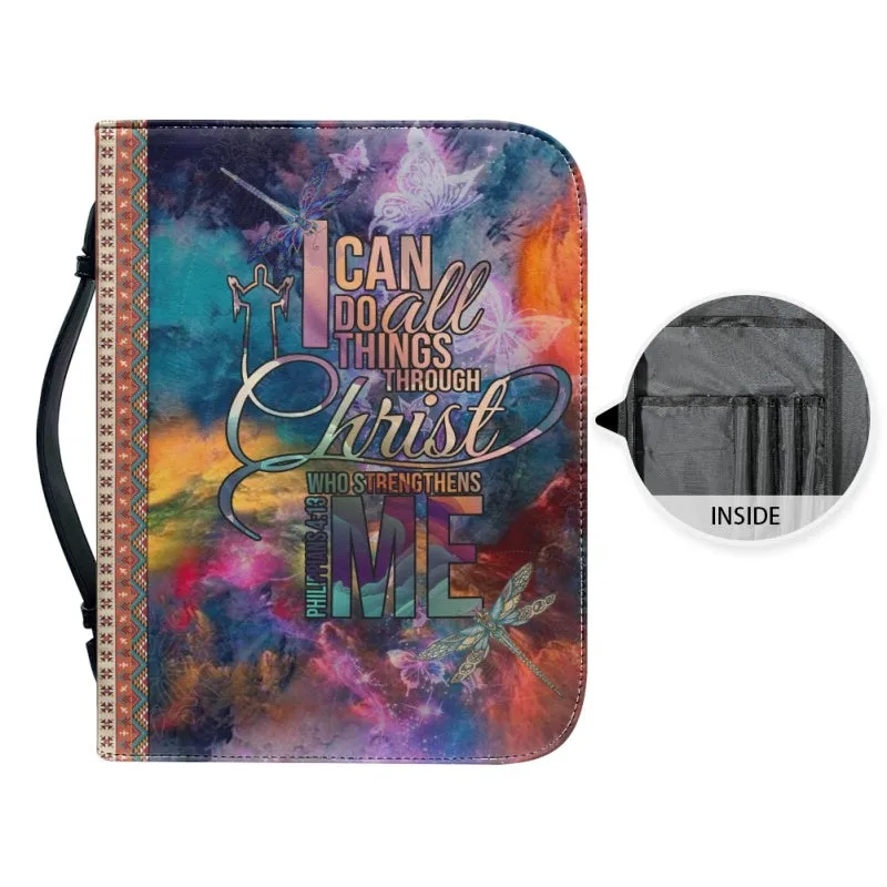 Christianartbag Bible Cover, I Can Do All Things Through Christ Personalized Bible Cover, Personalized Bible Cover, Christmas Gift, CABBBCV01260923.