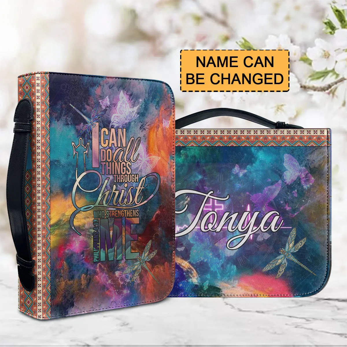Christianartbag Bible Cover, I Can Do All Things Through Christ Personalized Bible Cover, Personalized Bible Cover, Christmas Gift, CABBBCV01260923.