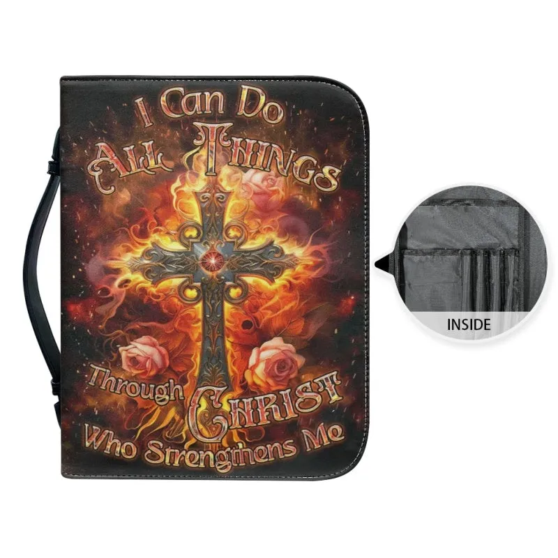 Christianartbag Bible Cover, I Can Do All Things Through Christ Who Strengthens Me Bible Cover, Personalized Bible Cover, Cross Designer Bible Cover, Christian Gifts, CAB01080124.