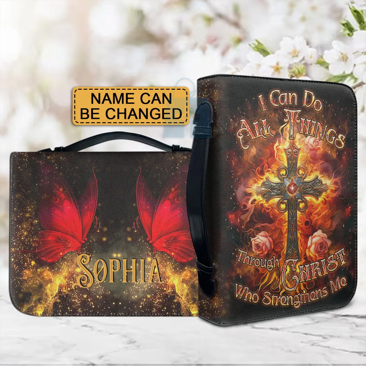 Christianartbag Bible Cover, I Can Do All Things Through Christ Who Strengthens Me Bible Cover, Personalized Bible Cover, Cross Designer Bible Cover, Christian Gifts, CAB01080124.