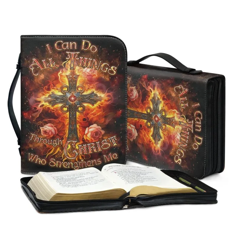 Christianartbag Bible Cover, I Can Do All Things Through Christ Who Strengthens Me Bible Cover, Personalized Bible Cover, Cross Designer Bible Cover, Christian Gifts, CAB01080124.