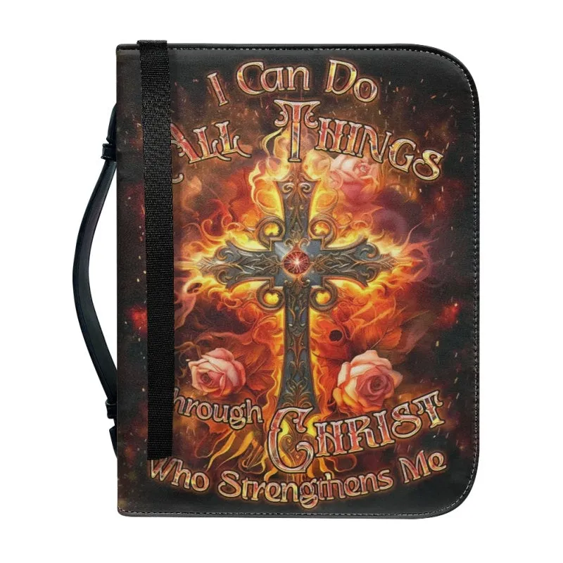 Christianartbag Bible Cover, I Can Do All Things Through Christ Who Strengthens Me Bible Cover, Personalized Bible Cover, Cross Designer Bible Cover, Christian Gifts, CAB01080124.