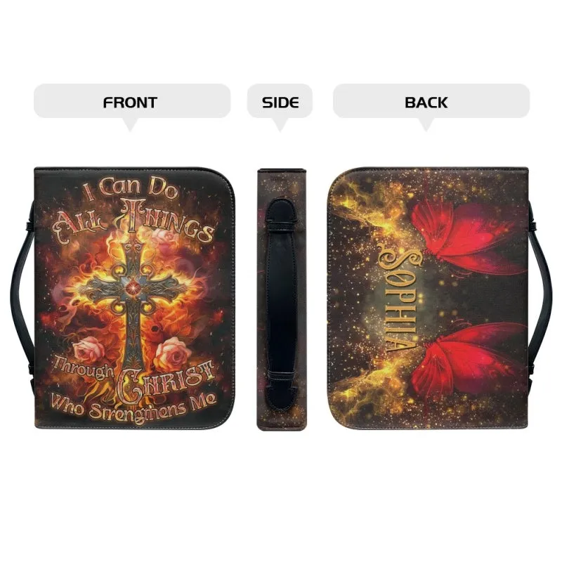 Christianartbag Bible Cover, I Can Do All Things Through Christ Who Strengthens Me Bible Cover, Personalized Bible Cover, Cross Designer Bible Cover, Christian Gifts, CAB01080124.