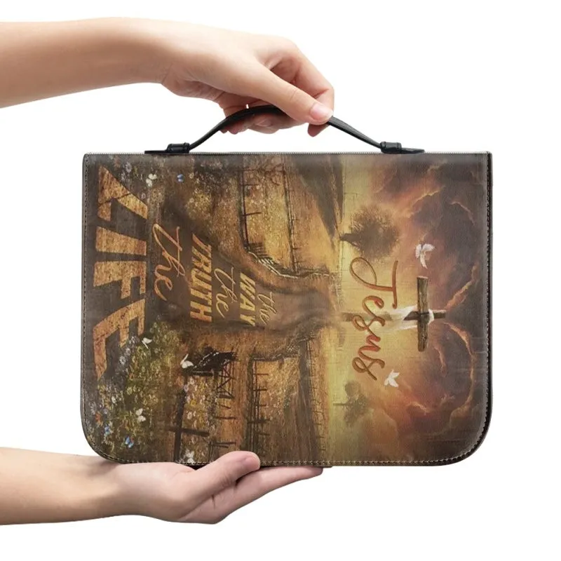 Christianartbag Bible Cover, Jesus The Way The Truth The Life Personalized Bible Cover, Personalized Bible Cover, Purple Bible Cover, Christmas Gift, CABBBCV02260923.