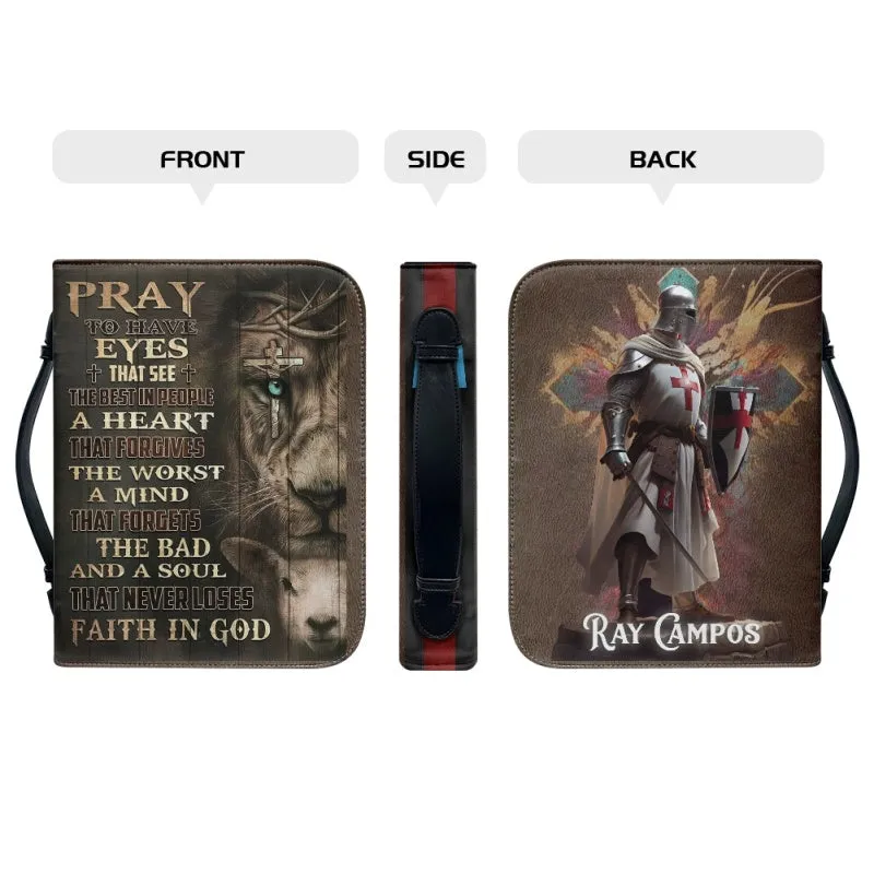 Christianartbag Bible Cover, Pray Bible Cover, Personalized Bible Cover, Christ Cross Lion Sheep Warrior Bible Cover, Christian Gifts, CAB08281023.