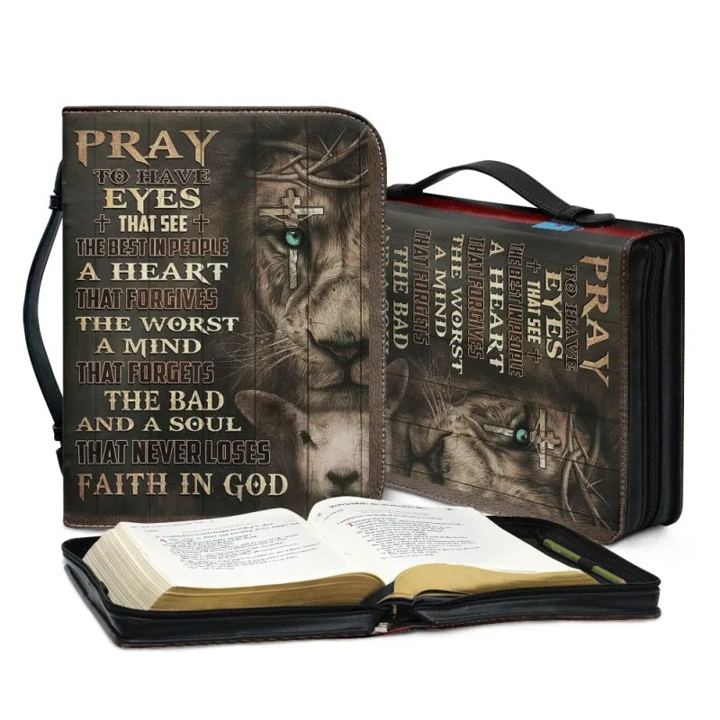 Christianartbag Bible Cover, Pray Bible Cover, Personalized Bible Cover, Christ Cross Lion Sheep Warrior Bible Cover, Christian Gifts, CAB08281023.