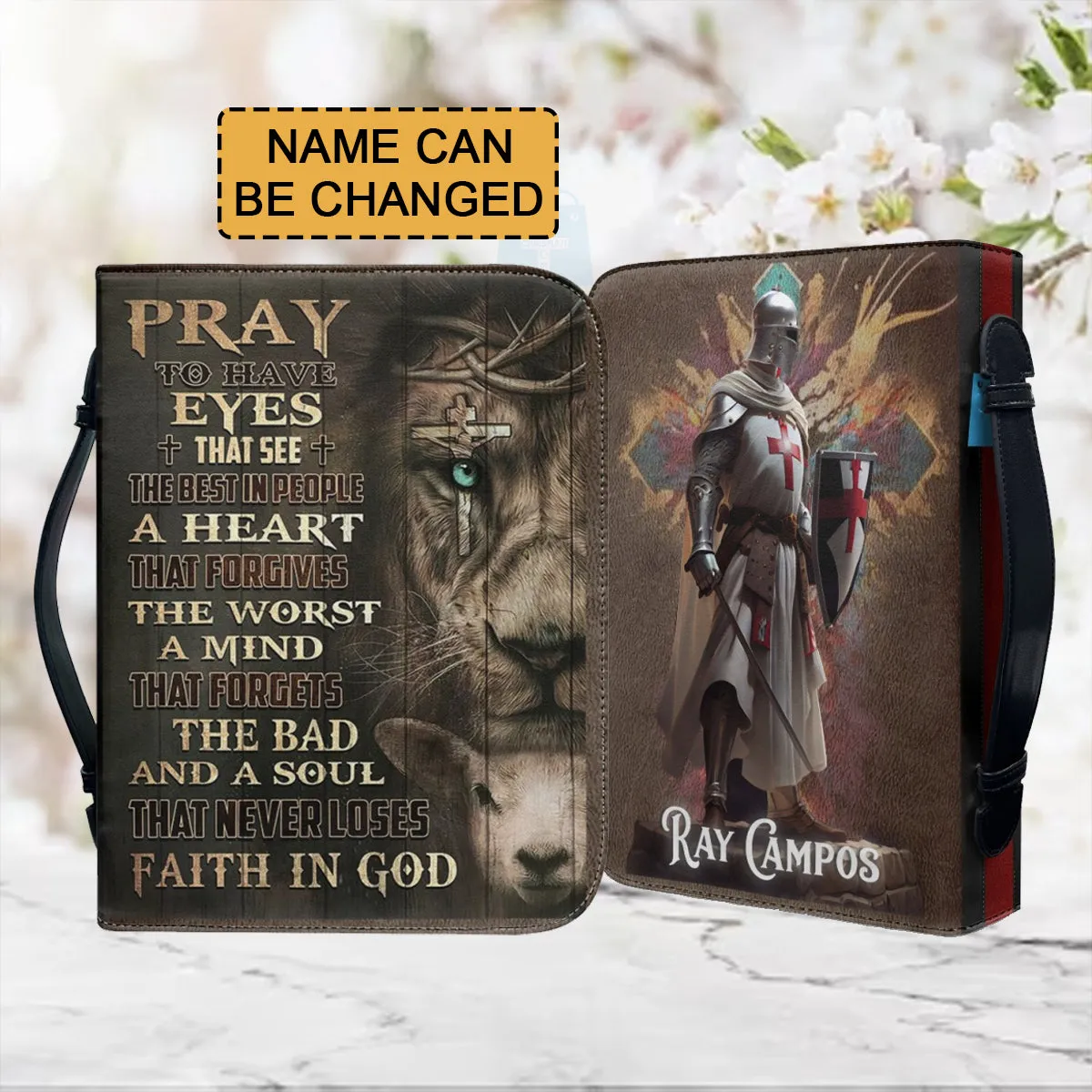 Christianartbag Bible Cover, Pray Bible Cover, Personalized Bible Cover, Christ Cross Lion Sheep Warrior Bible Cover, Christian Gifts, CAB08281023.