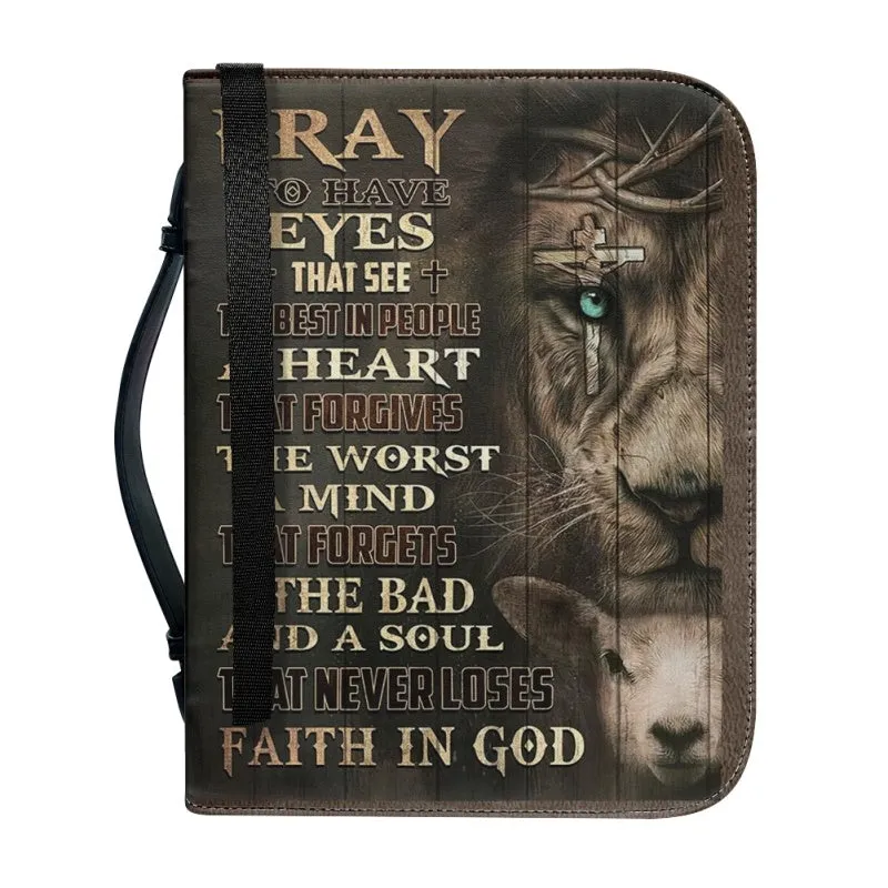 Christianartbag Bible Cover, Pray Bible Cover, Personalized Bible Cover, Christ Cross Lion Sheep Warrior Bible Cover, Christian Gifts, CAB08281023.