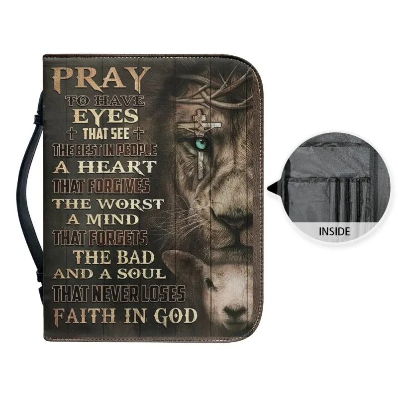 Christianartbag Bible Cover, Pray Bible Cover, Personalized Bible Cover, Christ Cross Lion Sheep Warrior Bible Cover, Christian Gifts, CAB08281023.
