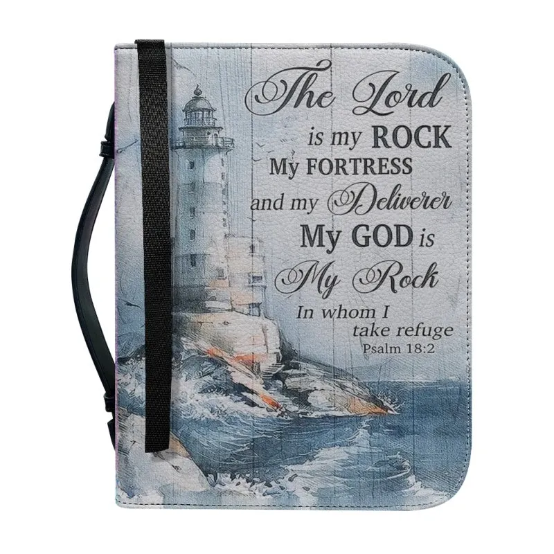 Christianartbag Bible Cover - The Lord Is My Rock Bible Cover - Personalized Bible Cover - Christ Lighthouse Bible Cover - Christian Gifts - CAB02021123.