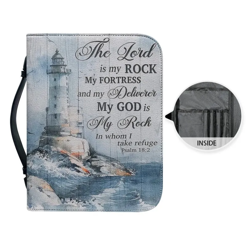Christianartbag Bible Cover - The Lord Is My Rock Bible Cover - Personalized Bible Cover - Christ Lighthouse Bible Cover - Christian Gifts - CAB02021123.