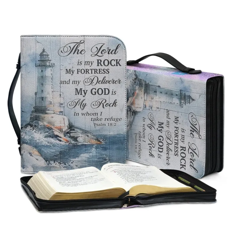 Christianartbag Bible Cover - The Lord Is My Rock Bible Cover - Personalized Bible Cover - Christ Lighthouse Bible Cover - Christian Gifts - CAB02021123.