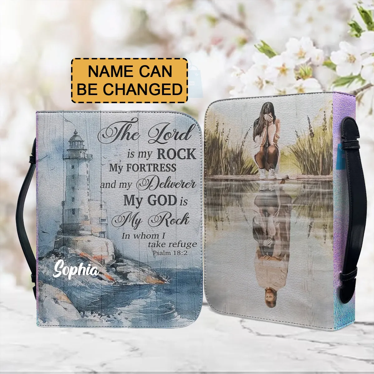 Christianartbag Bible Cover - The Lord Is My Rock Bible Cover - Personalized Bible Cover - Christ Lighthouse Bible Cover - Christian Gifts - CAB02021123.