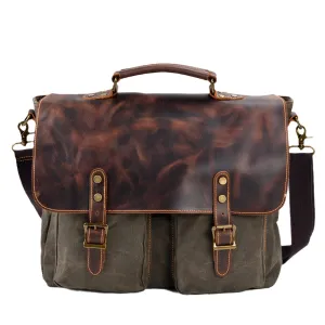 Durable Vintage Canvas Messenger Bags with Leather Accents