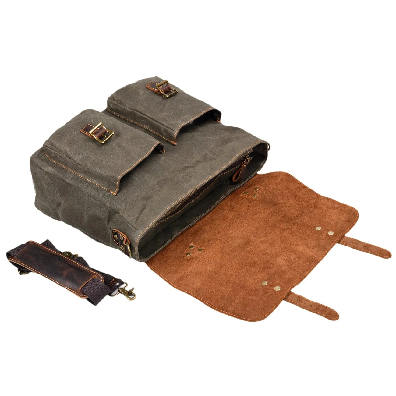 Durable Vintage Canvas Messenger Bags with Leather Accents