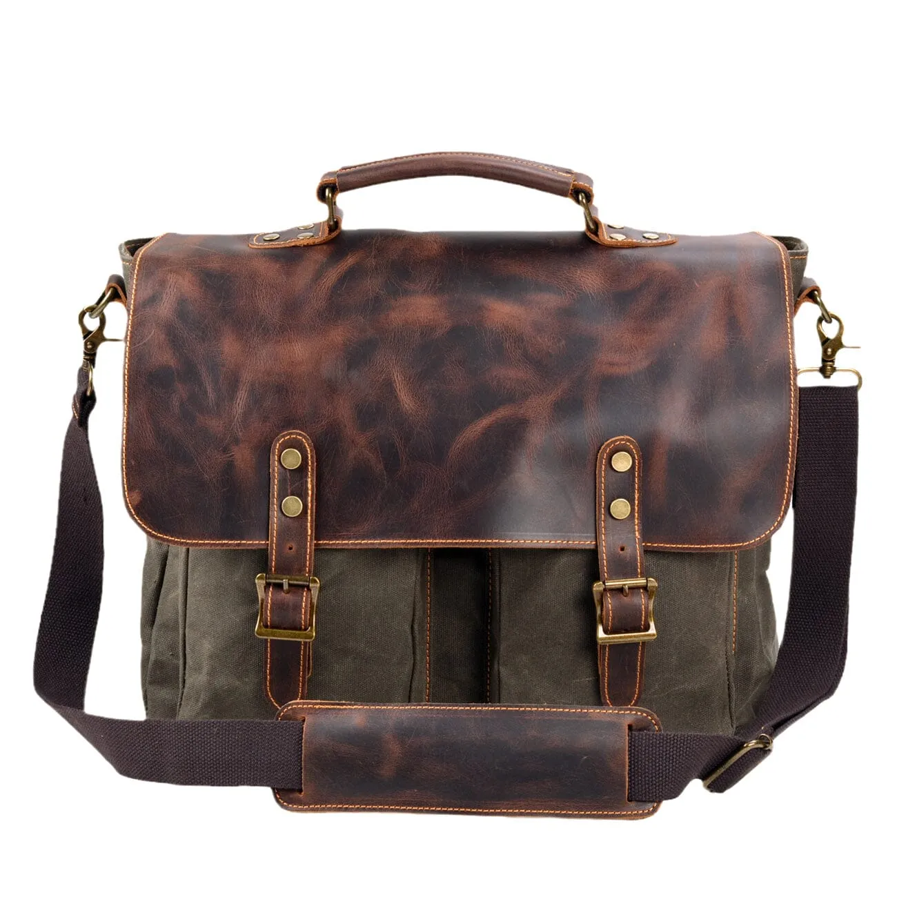 Durable Vintage Canvas Messenger Bags with Leather Accents