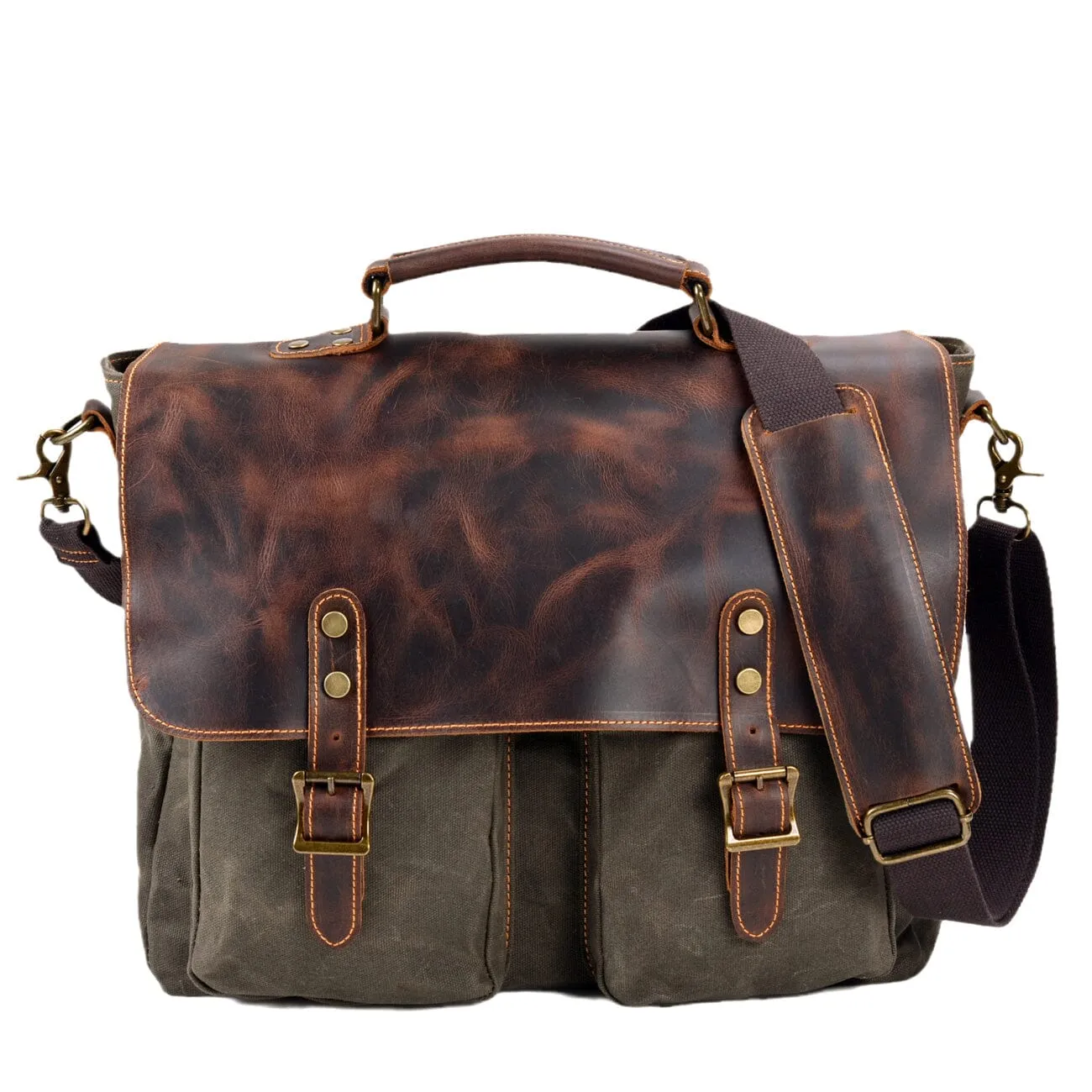 Durable Vintage Canvas Messenger Bags with Leather Accents
