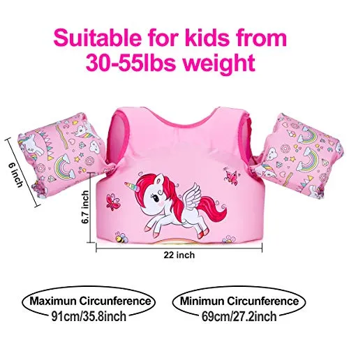 Hutigertech Toddler Swim Vest 30-55 Pounds Boy & Girl, Kids Swim Life Jacket Vest for Pool, Floaties for Toddler, Baby Floats with Arm Wings for Learn-to-Swim Kids Infant