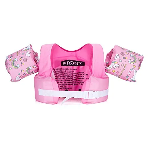 Hutigertech Toddler Swim Vest 30-55 Pounds Boy & Girl, Kids Swim Life Jacket Vest for Pool, Floaties for Toddler, Baby Floats with Arm Wings for Learn-to-Swim Kids Infant