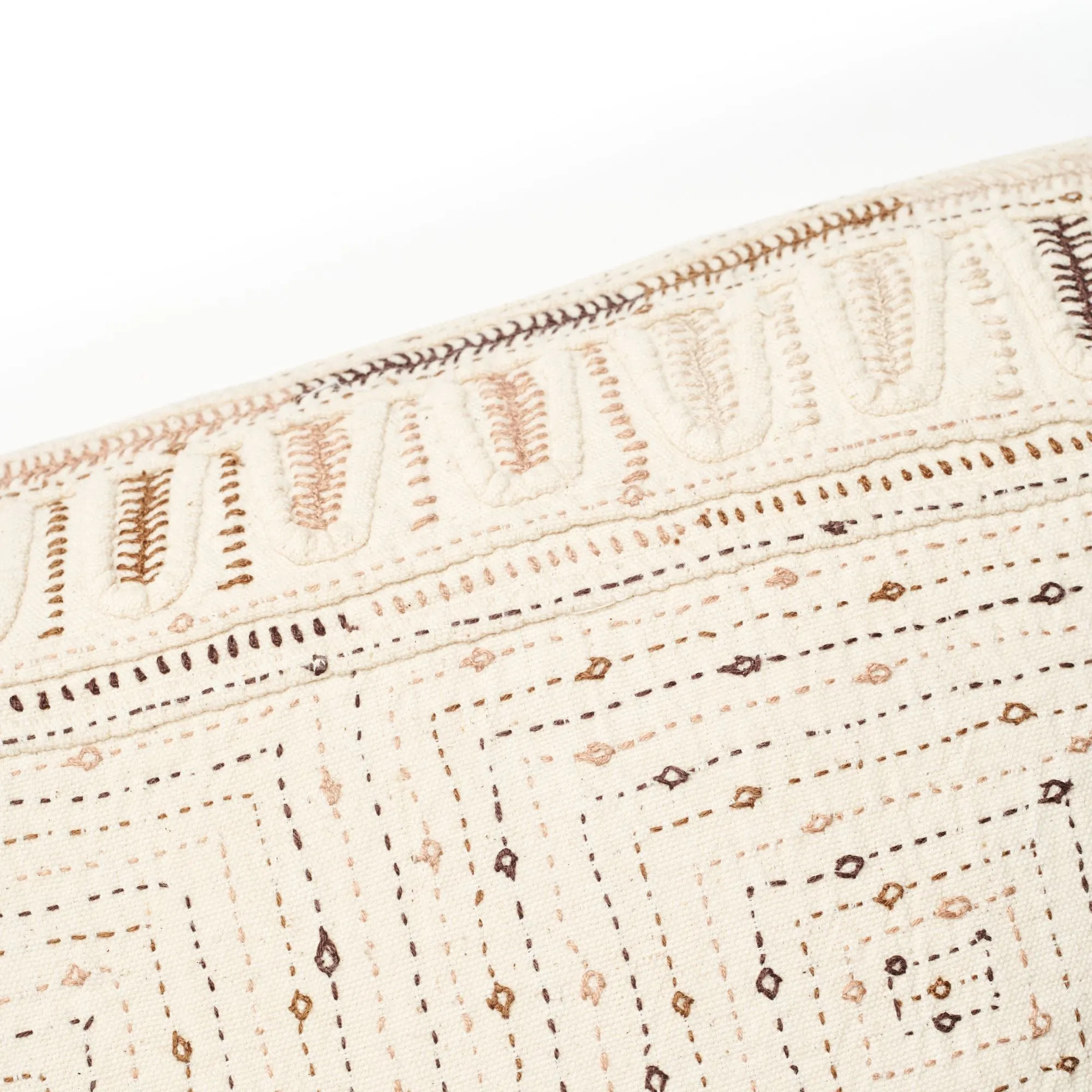 Maze Brown Handwoven Hand Embroidered Organic Cotton Pillow