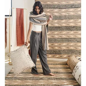 Maze Brown Handwoven Hand Embroidered Organic Cotton Pillow