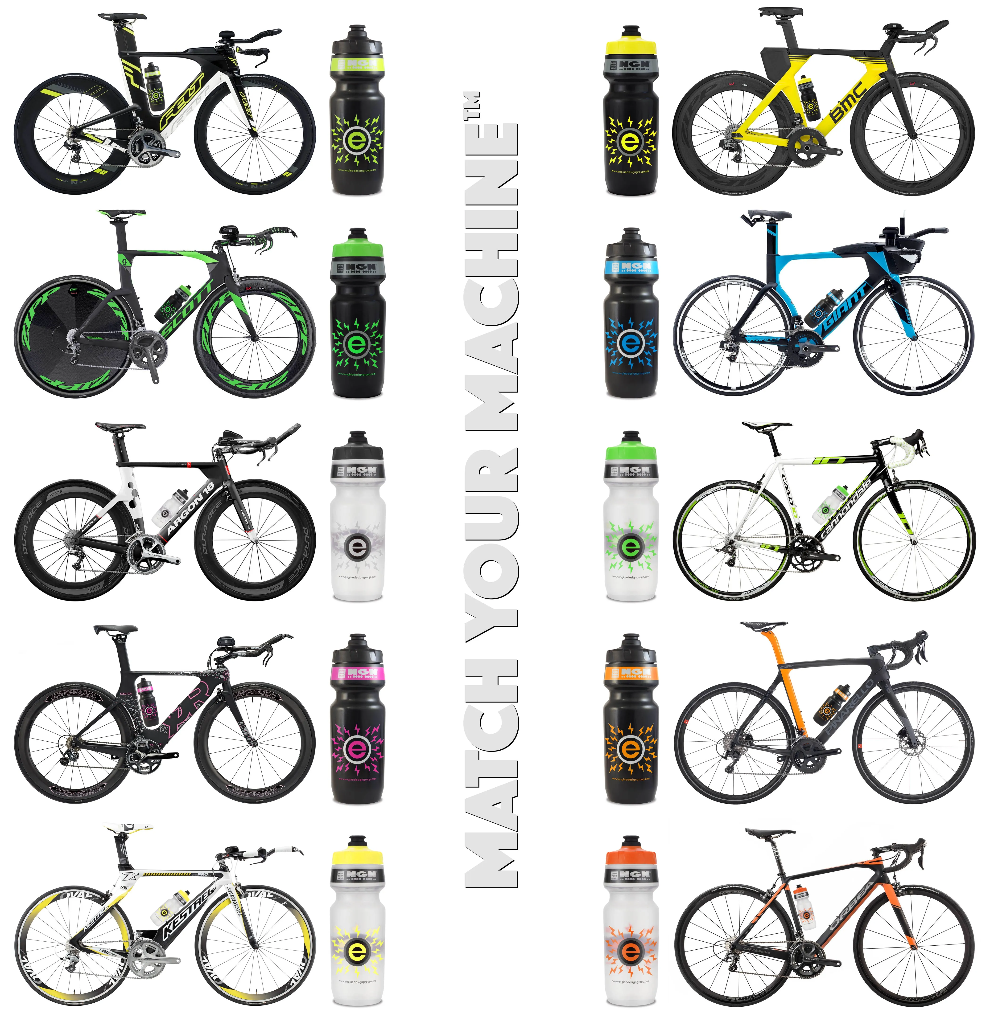 NGN Sport – High Performance Bike Water Bottles – 24 oz | Black & Fluoro Chartreuse Yellow (2-Pack)
