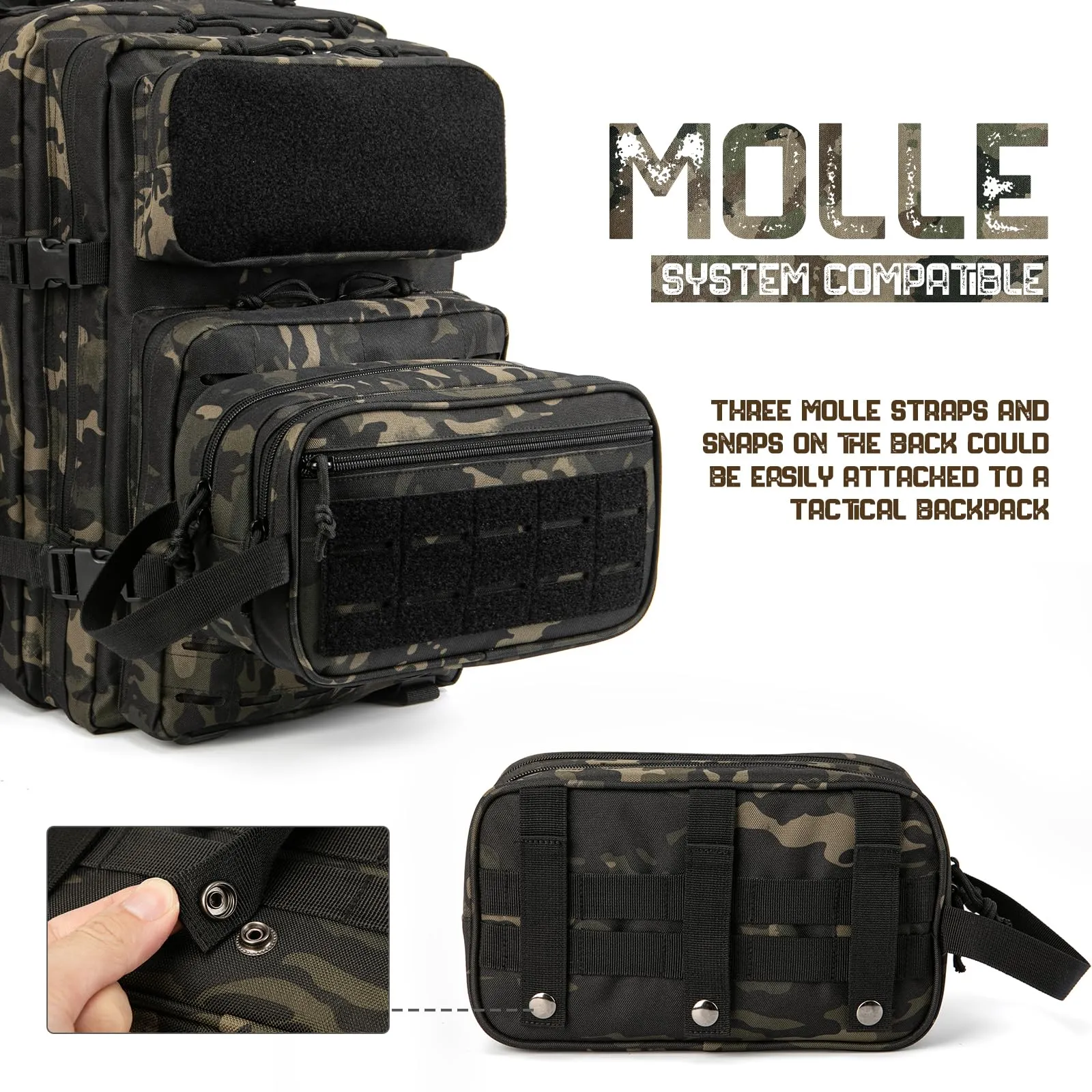 QT&QY Tactical Toiletry Bag for Men Hygiene Bag EDC Military Tool Molle Pouches Small Dopp Kit Mens Shaving Kit Travel Shower Bags