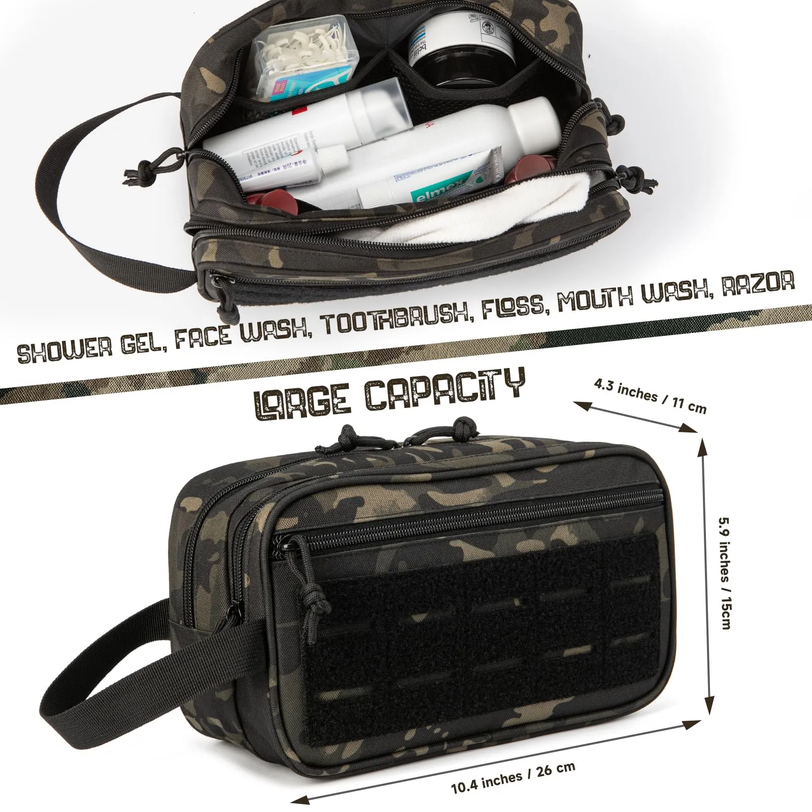 QT&QY Tactical Toiletry Bag for Men Hygiene Bag EDC Military Tool Molle Pouches Small Dopp Kit Mens Shaving Kit Travel Shower Bags
