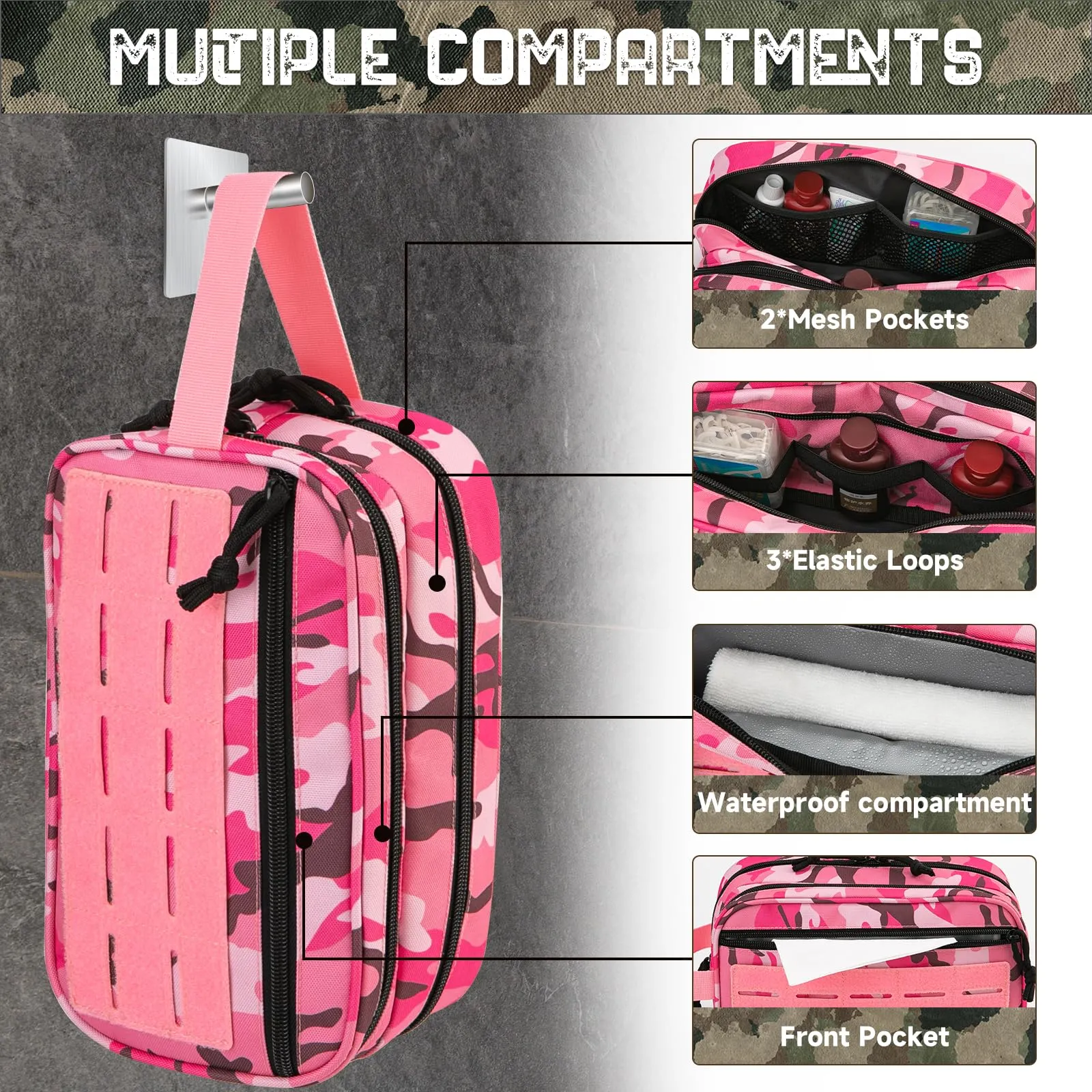QT&QY Tactical Toiletry Bag For Women Hygiene Bag EDC Military Tool Molle Pouches Small Dopp Kit Mens Shaving Kit Travel shower Bags
