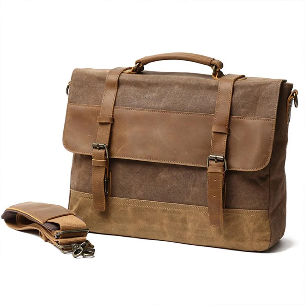 Retro Waxed Canvas Messenger Bags with Multiple Pockets