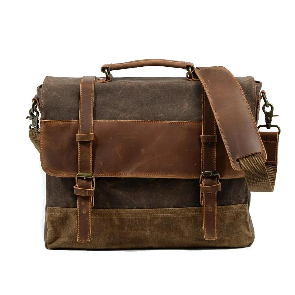 Retro Waxed Canvas Messenger Bags with Multiple Pockets