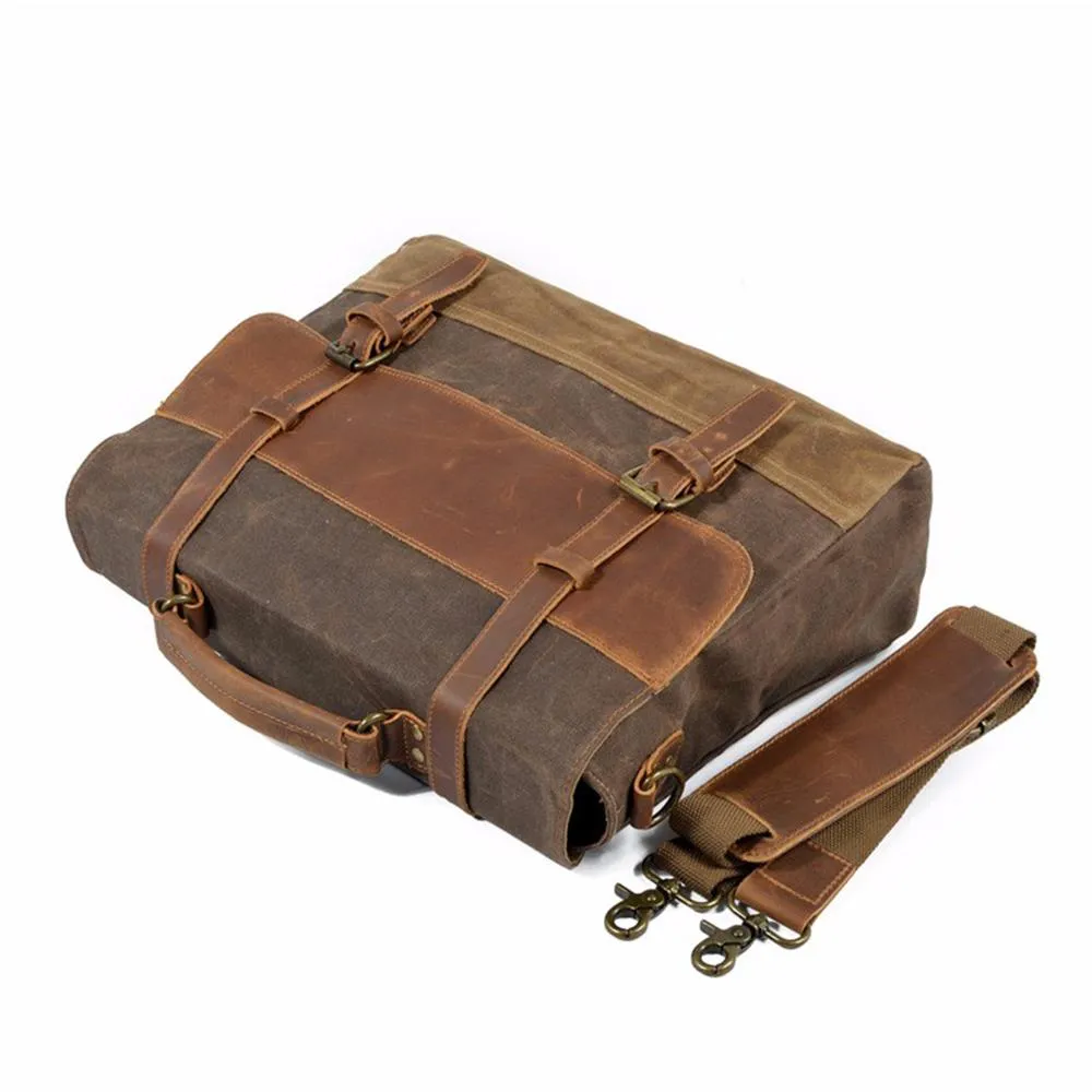 Retro Waxed Canvas Messenger Bags with Multiple Pockets