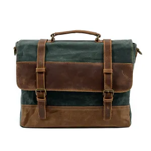 Retro Waxed Canvas Messenger Bags with Multiple Pockets