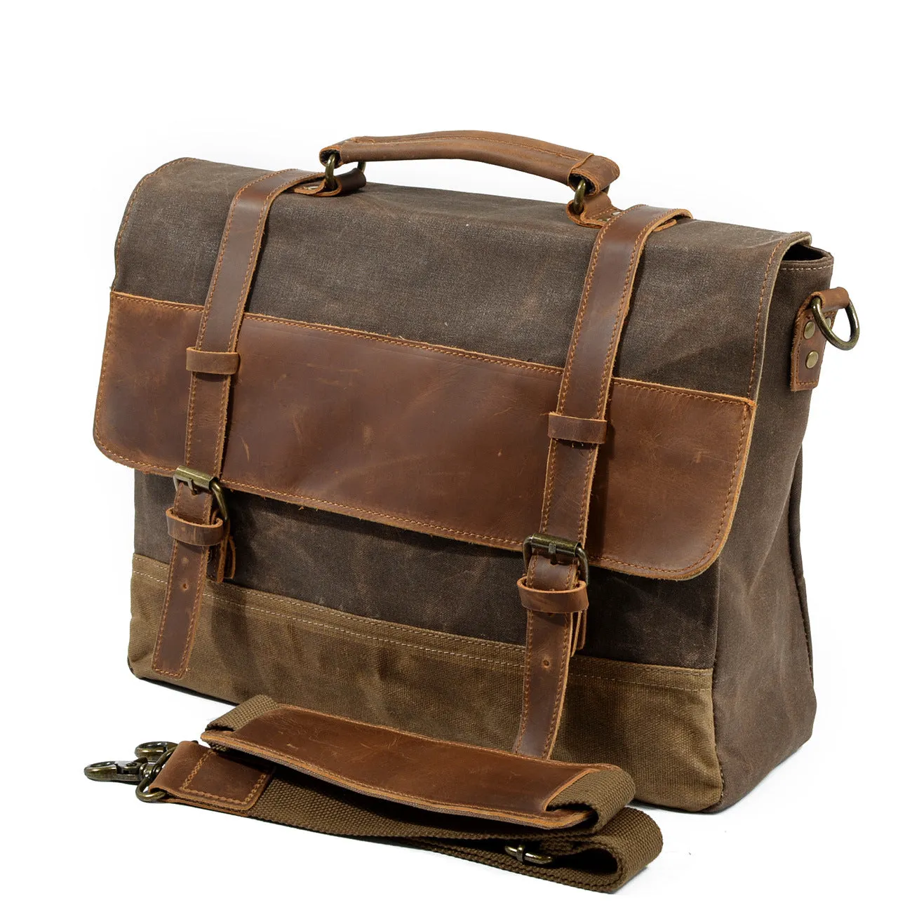 Retro Waxed Canvas Messenger Bags with Multiple Pockets