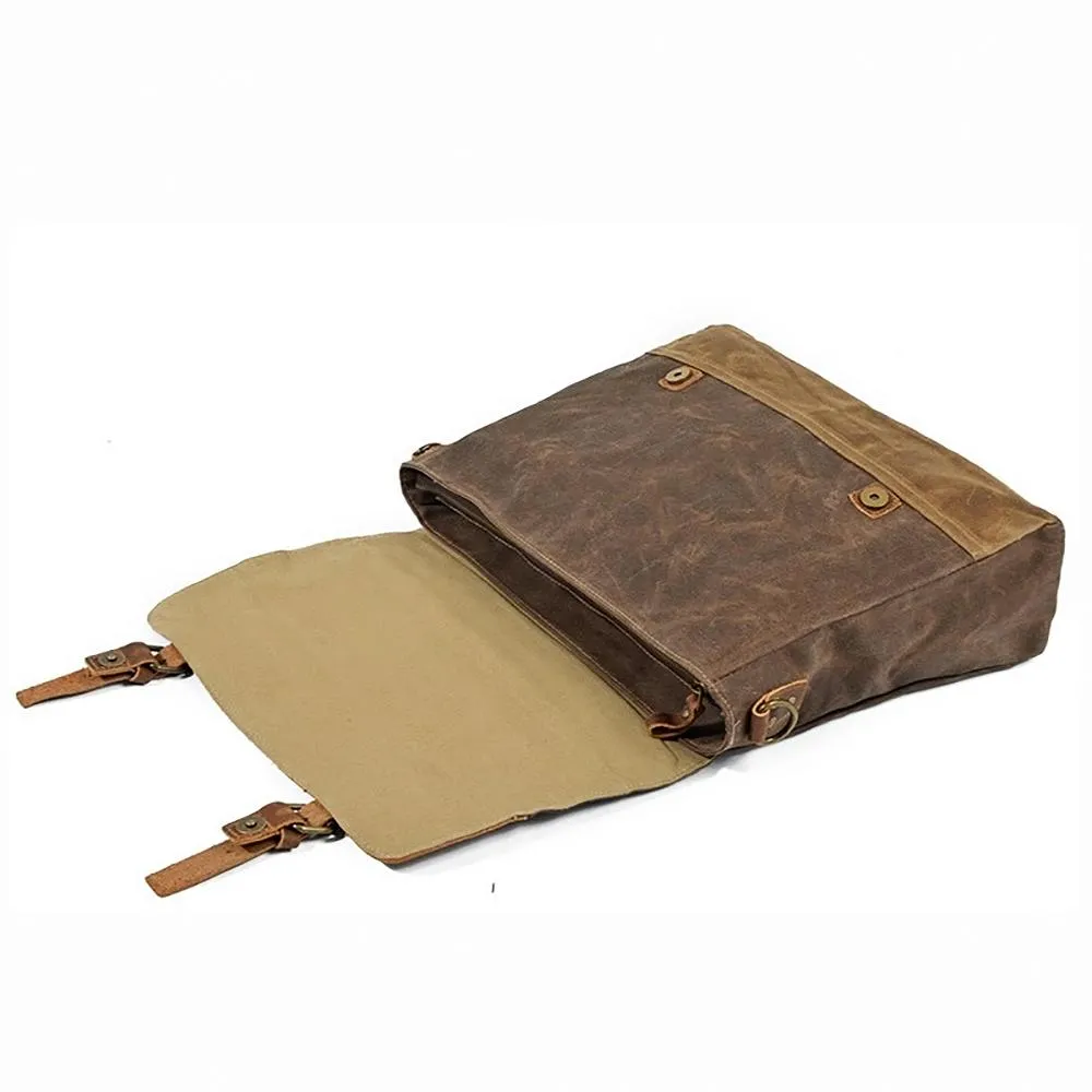 Retro Waxed Canvas Messenger Bags with Multiple Pockets