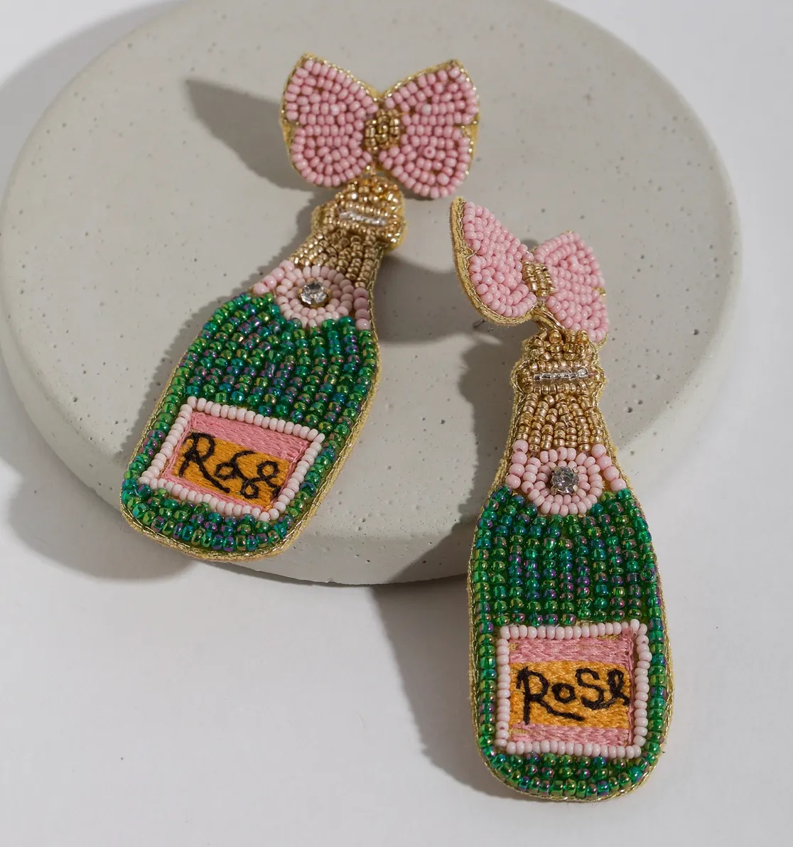 Rose' Champagne Beaded Earrings