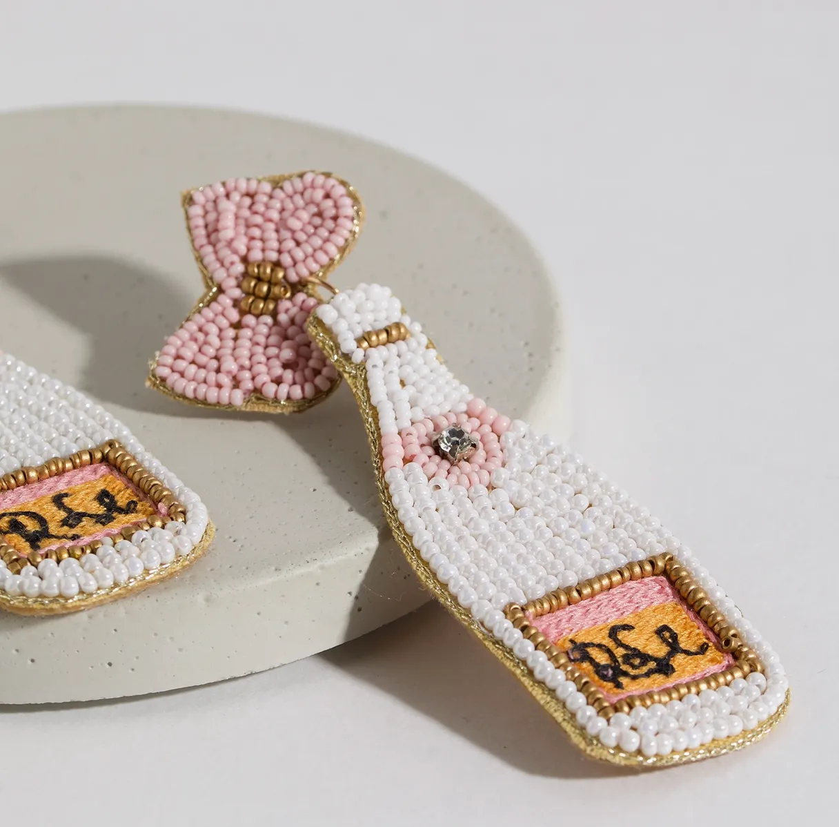 Rose' Champagne Beaded Earrings