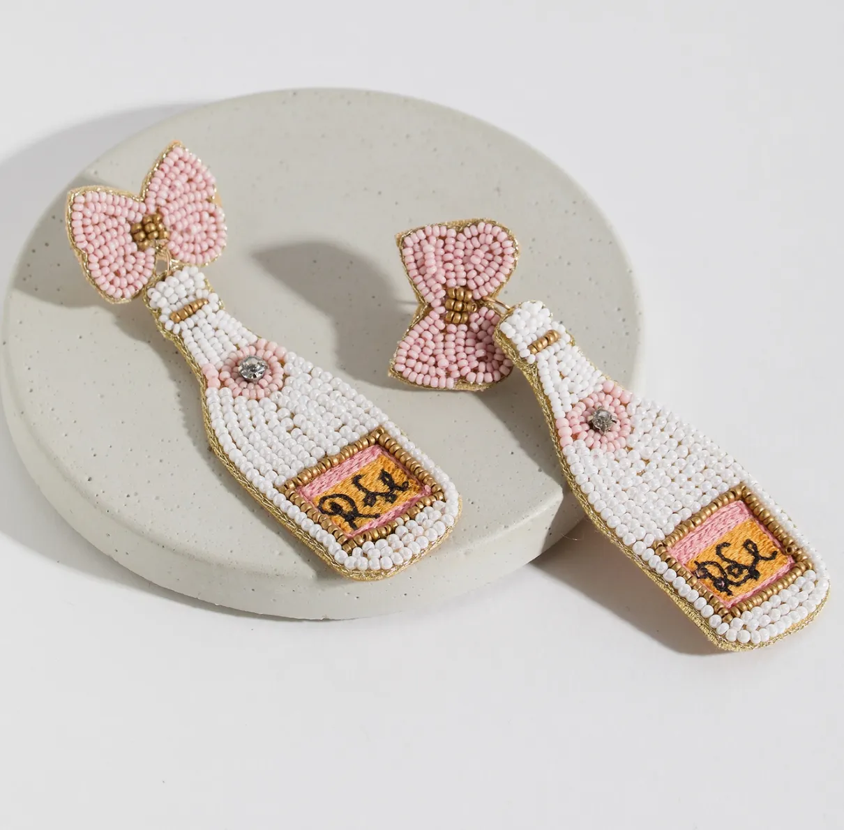 Rose' Champagne Beaded Earrings