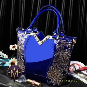 Shiny Patent Leather Embroidery Shoulder Bag Female Party Bags Brand Designer Handbags Large Capacity Women Cross Body Tote