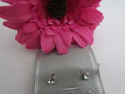 Silver Black Leopard Tiger Head Pendant Multi Rhinestones Long Necklace