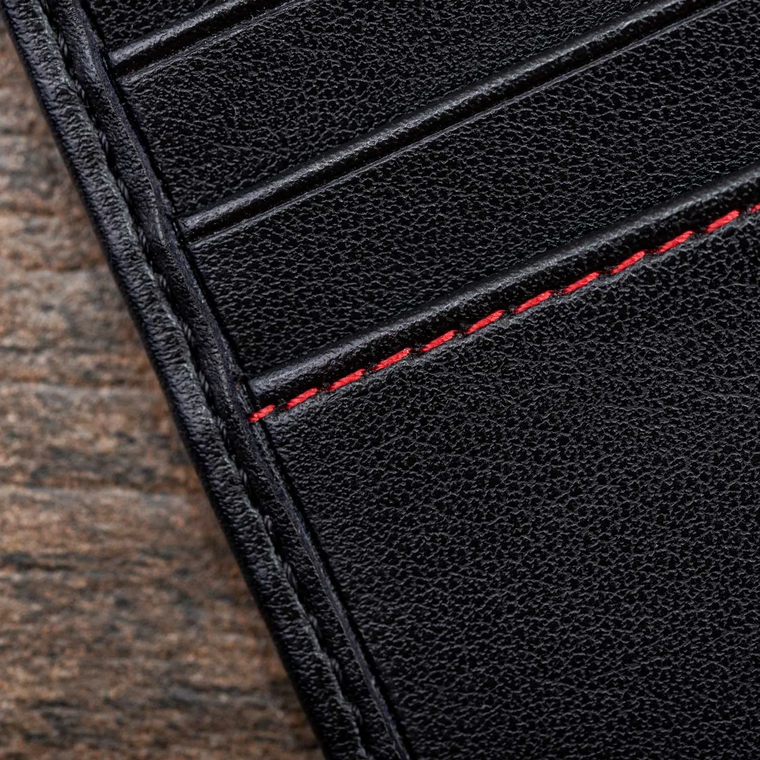 Trifold Vegan Leather RFID Protective Wallet for Key Belt Chain | Black
