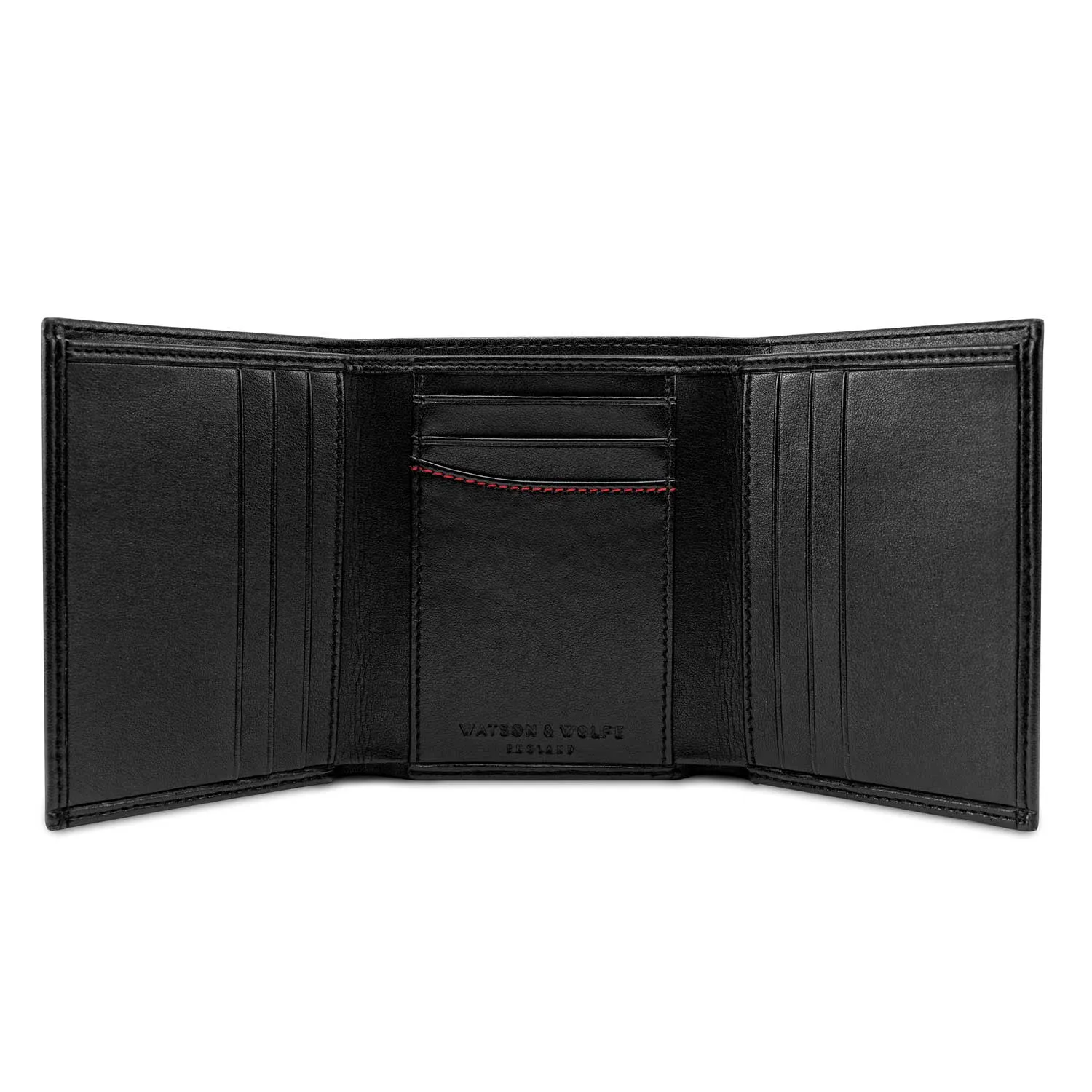 Trifold Vegan Leather RFID Protective Wallet for Key Belt Chain | Black