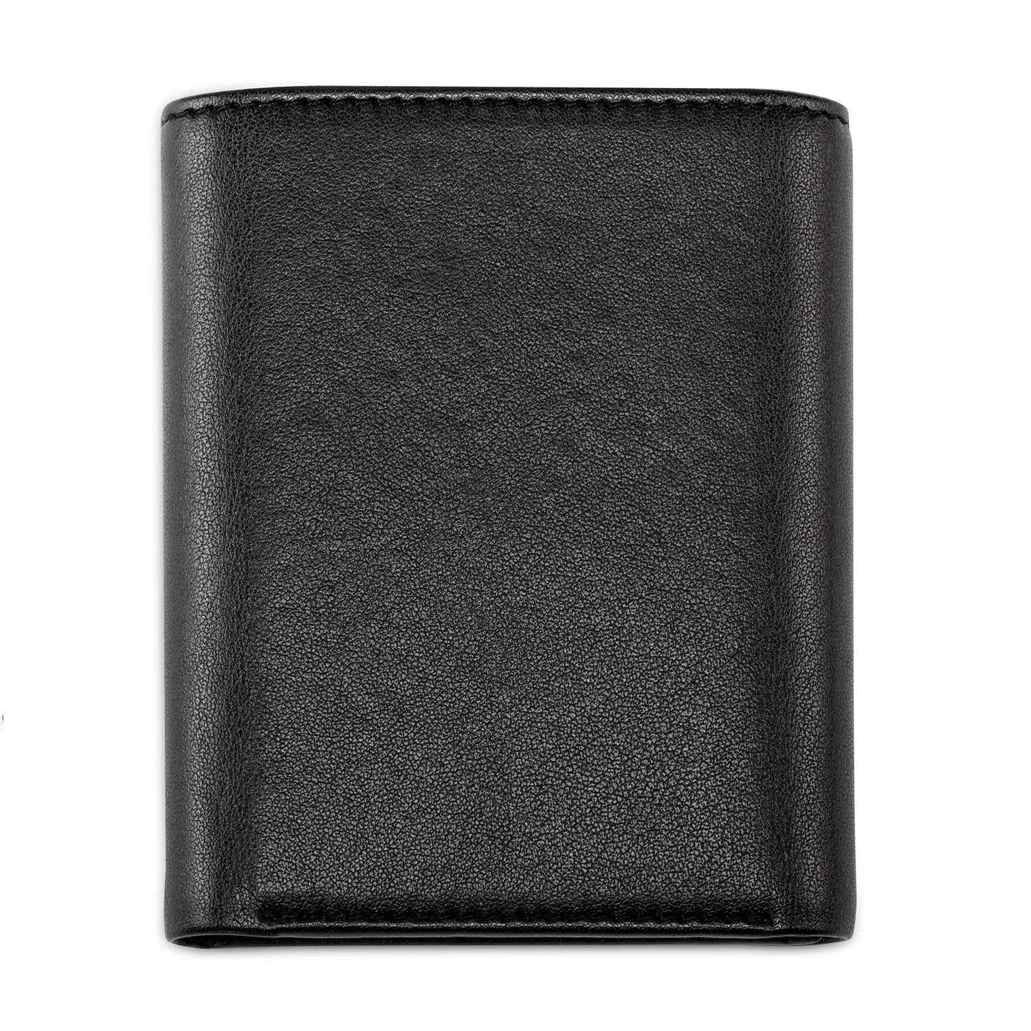 Trifold Vegan Leather RFID Protective Wallet for Key Belt Chain | Black