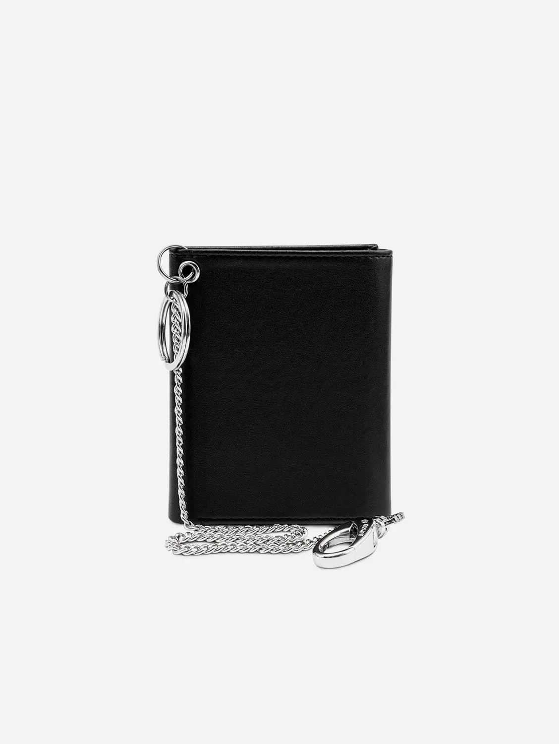 Trifold Vegan Leather RFID Protective Wallet for Key Belt Chain | Black